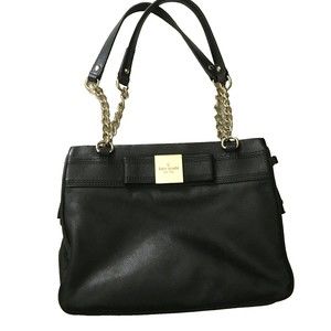 Kate Spade Black Primrose Hill Darcy Zip Handbag/Purse With Bow And Gold Chain